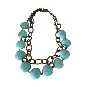 Premier Design turquois howlite simulated stones chunky necklace chain statement